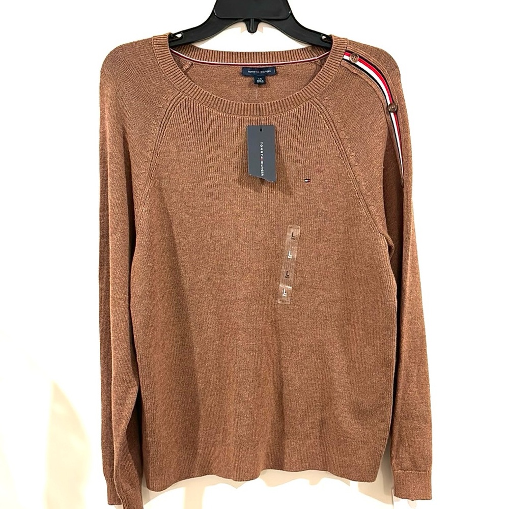 Tommy Hilfiger Pima Cotton Blend Caramel Sweater Size L MSRP $88